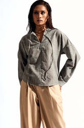 Striped Long Sleeve Top - Grey